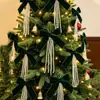Nuevo producto transfronterizo: Adorno colgante de ventana para árbol de Navidad con lazo de terciopelo perlado, decoración de pared, colgante para árbol de Navidad