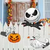 Miradores de Valla de Halloween Calavera Pesadilla Señal para Jardín Exterior Esqueleto Aterrador Calabaza Fantasma Decoración