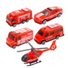 Camión de Bomberos y Avión Set de 5 Piezas Ambulancia/Coche de Policía/Vehículo de Ingeniería/Vehículo Militar Serie Decoración para Pastel de Hornear Modelo de Coche