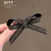 Pinza para el pelo de lazo con pedrería completa, Pinza lateral de moda y sencilla para flequillo, Organizador de cabello versátil, Accesorio para el pelo de pinza de pato para mujer