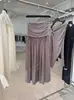 DestacadoYuran 26 Nueva Colección de Principios de Otoño: Conjunto de punto con top de manga larga asimétrico en modal y falda larga plisada