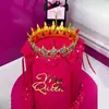 Estilo Ins Transfronterizo Gran Descuento Corona Acrílica Reina Decoración para Pastel Feliz Cumpleaños Inserto Personalizable