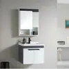 Venta al por mayor de fábrica Combinación de gabinete de baño de PVC para el hogar Lavabo Cerámico Integrado sin Costuras Lavabo para Lavar Manos y Cara de Baño