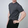 Camiseta blanca de manga corta para hombre, algodón puro, corte ajustado, cuello redondo, camiseta básica de fitness de color liso de manga corta para hombres y mujeres, verano