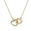 Collar de plata de ley 925 con doble corazón y circonita de diamantes de imitación de moda transfronteriza para mujer, cadena de clavícula elegante y de lujo ligero, colgante único y versátil