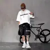 Camiseta de Manga Corta de Cinco Puntos de Peso Pesado para Hombre, Marca de Tendencia Estilo Americano, Corte Amplio Holgado, Camiseta Vintage de Corte Ancho