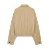 2026 Verano Nueva Moda Femenina Europea y Americana Transfronteriza Chaqueta Corta Simple con Cuello de Solapa Cremallera Ajustada a la Cintura w018 1886