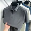 Camisa Polo de Manga Corta de Nylon Sin Costuras Hilo de Hielo para Hombre 2026 Verano Nuevo Estilo Transpirable Cuello de Solapa Color Sólido Casual Camiseta para Hombre