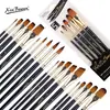 Set de 5 Pinceles de Acuarela de Madera Negros, Materiales de Arte para Pintura de Estudiantes, Pinceles de Pelo de Nylon Bicolor, Pinceles para Pintura al Óleo