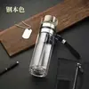 Taza personalizada de cristal grueso para preparar té, Taza con separación de té y agua, Taza portátil transparente con aislamiento al vacío y asa, Taza de negocios