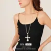 Collar con Colgante de Cruz de Resina Europeo y Americano, Cadena de Clavícula Versátil de Estilo Ins de Moda Transfronteriza con Diseño Único, Joyería de Nicho