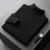 Suéter Jacquard de Industria Pesada Nuevo Otoño e Invierno para Hombre Cuello Alto Engrosado Color Sólido Suéter Casual Versátil Camisa Base