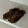 Zapatos Estilo Coreano de Nicho Birkenstock con Forro de Felpa de Lana Rizada para Mujer 2026 Temperamento de Moda Nuevos Zapatos sin Cordones de Algodón Perezosos de Media Caña
