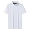 Camiseta Masculina Leve de Toque Gelado com Manga Curta, Novo Estilo de Verão Masculino com Gola Alta, Peito Aberto, Manga Meia-Manga, Top Casual Esportivo Solto
