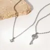 Colar Pingente Chave Estrela de Zircônia Europeu e Americano Transfronteiriço Joias de Corrente para Clavícula de Luxo Leve Design de Nicho Colares para Mulheres