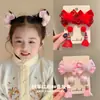 Diadema de Saludos de Año Nuevo para Niños Pasador Rojo con Lazo para Bebé Bola de Pelo con Borla Estilo Chino para Niñas