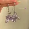Pendientes de Borla Morada Flor de Hada Morada para Mujer, Clavos Exagerados Estilo Vacaciones, Pendientes de Gama Alta, Clips para Orejas