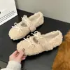 Abrigo plano y versátil para otoño e invierno, zapatos de algodón para mujer con punta poco profunda, estilo dulce nuevo, mocasines forrados de felpa, cálidos 2026