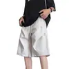 Pantalones cortos de verano para hombre de seda helada, secado rápido, ligeros, con diseño plisado, pantalones rectos de longitud media hasta la rodilla, modernos y elegantes
