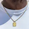 Collar con Colgante Cuadrado de Acero Inoxidable de 26 Letras Estilo Nuevo Europeo y Americano Personalizado Hip-Hop Cadena Retorcida de Acero de Titanio 18K Joyería