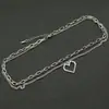 Collar con Colgante de Corazón Hueco de Acero Inoxidable Personalizado Cadena Corazón Amor Moda Simple Cadena Doble Clavícula Accesorios