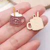 Venta Caliente Transfronteriza Aleación con Goteo de Aceite Taza de Café Gato Taza de Té con Leche Pendientes Colgantes Pulsera Accesorios de Joyería DIY Colgante