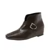 Botas de hebilla con punta cuadrada, nuevo modelo verano 2026, para mujer, de tacón medio, adelgazantes, versátiles para ir al trabajo, que aumentan la altura, moda