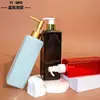 Yigao Packaging botella cuadrada personalizada de PET de 300-500 ml para loción, botella dispensadora para limpiador facial cosmético y de cuidado de la piel