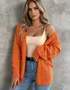 Cárdigan de punto calado transfronterizo de Amazon para mujer, nuevo suéter chaqueta de color liso de manga larga para primavera y otoño, top casual de moda
