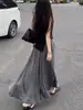 Nova Saia Longa de Modal Fluida que Chega aos Tornozelos, Cintura Alta, Emagrecedora, Saia Feminina Super Longa para o Verão