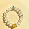 Pulsera Original Nueva de Cristal Blanco Chino con Sutra del Corazón para Mujer, Lujo Ligero, Cuentas de Suerte Doradas con Método Antiguo, Sensación de Gama Alta, Regalo, Venta al por Mayor