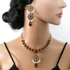 Traje de Joyería de Gota de Agua de Lujo Transfronterizo Europeo y Americano Pendientes de Perla Estilo Retro Exagerado de Corte Collar con Colgante de Gota de Agua