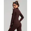 Nuevo Saco Deportivo para Mujer Adelgazante Top de Yoga Mangas Largas con Agujero para el Pulgar Cuello Alto Ropa de Yoga de Gama Alta