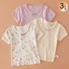 Blusa Feminina de Verão Manga Curta Camiseta de Malha Fina Algodão Puro Meia-manga Respirável para Crianças Pequenas e Médias e Estudantes