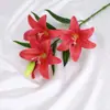 Lirio Artificial Impreso en 3D con 3 Cabezas de Flor Pequeñas y 1 Capullo, Adecuado para Decoraciones de Bodas, Salones de Bodas y Decoración del Hogar