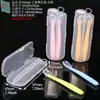Caixa de Talheres Infantil, Porta-Colher de Silicone, Porta-Hashi e Garfo-Colher de Treinamento para Bebês em PP, Mordedor, Porta-Escova de Dentes e Mordedor