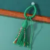 Anillo hebilla de borla de hilo de algodón estilo Xizang colorido, producto semiacabado hecho a mano para colgar en bolsos, colgar en el coche, colgante y accesorio, al por mayor en stock