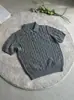 Camisa Polo de Verão em Tricô Trançado Estilo Old Money High-End, Algodão Penteado de Fibra Longa, Camiseta de Tricô Manga Curta Regular Ajustada no Ombro