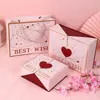 Caja de Regalo Creativa de Alta Gama con Estampado Dorado de Doble Puerta para el Día del Maestro y San Valentín, Caja de Empaque de Doble Puerta con Forma de Corazón Rosa para Niñas