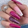 Parche para uñas postizas color ciruela, parche para uñas con purpurina francesa, suministro directo transfronterizo