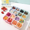 Caja de Snacks de Paja de Trigo de Cuatro Compartimentos Dulces Frutos Secos Refrigerador Caja de Almacenamiento Fresco Sellada Separada Plato de Frutas para la Cena Venta al por Mayor