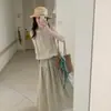Pantalones Falda de Nueve Puntos Verano 2026 Estilo Coreano Diseño Simple de Pliegues Pantalones Casuales Versátiles Conjunto de Dos Piezas Verano Sin Mangas