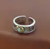 Anillos para Pareja al por Mayor con Diseño de Turquesa Mantra de Seis Caracteres Plata Pura S925 Joyería Vintage Ennegrecida Regalo Personalizado