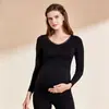 Conjunto de ropa interior térmica de maternidad para el embarazo y la lactancia, ropa de dormir cálida, capa base de lactancia posparto, ropa posparto