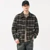Camisa de cuadros retro americana para hombre, de manga larga, nueva otoño 2026, chaqueta camisa casual holgada de estilo japonés de moda