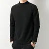 Nova blusa masculina de gola alta de manga comprida para o outono, estilo coreano, moderna, camiseta preta pura para o outono