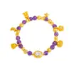 Puzuo Cor Forte Conserva Cor Ouro Areia Diamante Estrela Lua Lírio-do-Vale Pulseira Multi-Tesouro Nove Ametista Fogo Púrpura Pulseira Versátil para Mulheres