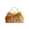 Bolsa de Mano Dorada con Perlas de Terciopelo Cadena para Hombro Portátil Bolso Cruzado Jacquard con Patrón de Bambú Bolso de Cierre de Jacquard Regalo Bolso Guofeng Cheongsam