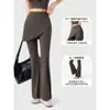 Pantalones de Yoga Acampanados para Mujer, Falso Dos Piezas con Levantamiento de Glúteos y Control de Abdomen, Cintura Alta, Caída Suelta, Pantalones de Pierna Ancha Ligeramente Acampanados