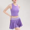 Chal de Color Sólido Traje de Falda Plisada Falso de Dos Piezas Ropa Deportiva para Bádminton, Tenis, Golf, Correr, Aeróbicos, Yoga